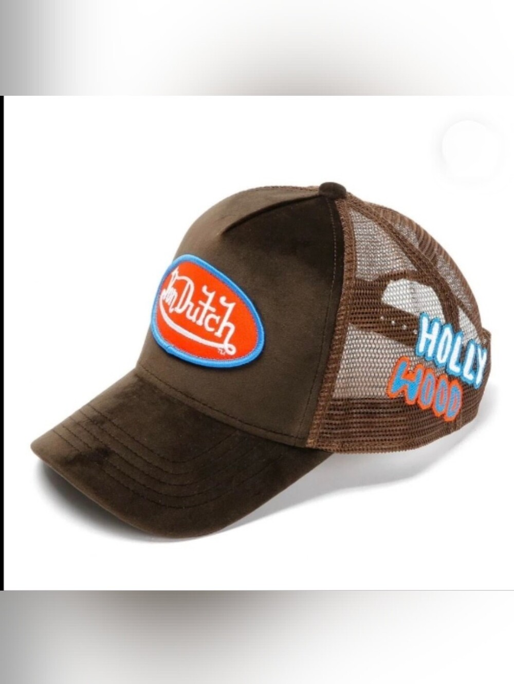 Von Dutch Hollywood Velvet Retro Trucker Hat in Brown NWT